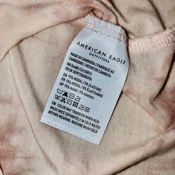 American Eagle Soft & Sexy Tee XXL long sleeve Light Pink/Dark Mauve Tie-Dyed - Picture 5 of 7